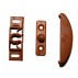 Brown plastic lock for overhead storage units of caravans and motorhomes