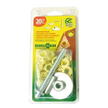BRUNNER Eyelet - 20 Brass plated grommets with mounting kit